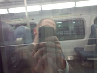 Self Portrait on LSW Train, 10 p.m. Photo by Sam Teasdale